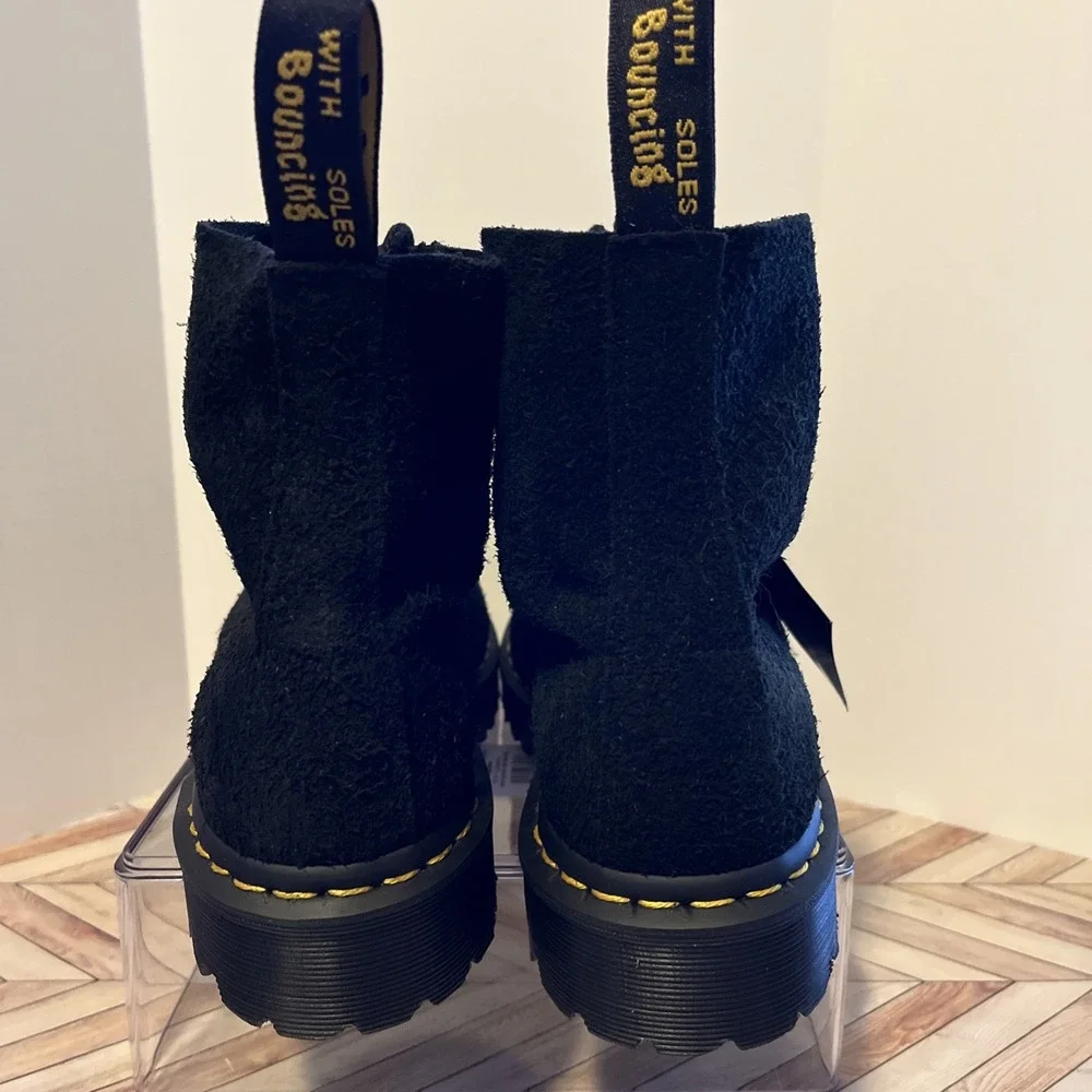 Dr Martens 1460 Pascal ST Hairy Suede Black M 9‎ W 10 Boots Exposed Steel Toe